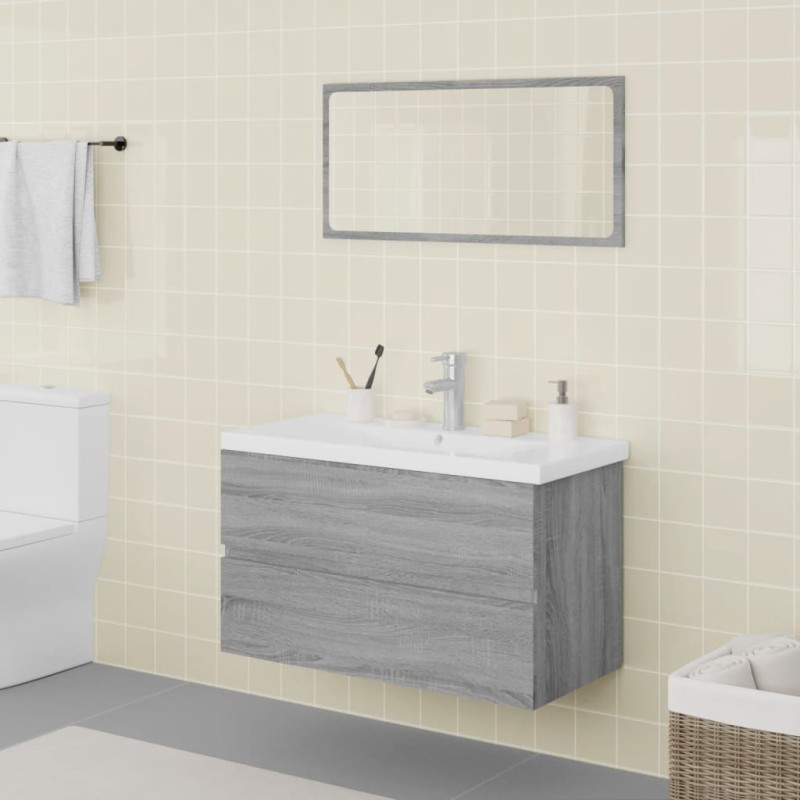 vidaXL Set di Mobili da Bagno Grigio Sonoma in Legno Multistrato vidaXL Set di Mobili da Bagno Grigio Sonoma in Legno Multistrato