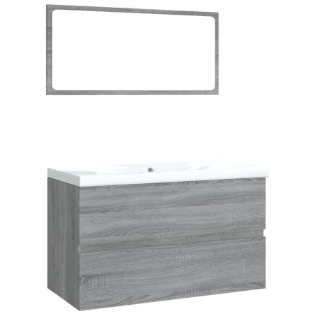 vidaXL Set di Mobili da Bagno Grigio Sonoma in Legno Multistrato