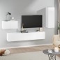 vidaXL Set di Mobili Porta TV 4 pz Bianco in Legno Multistrato vidaXL Set di Mobili Porta TV 4 pz Bianco in Legno Multistrato