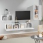 vidaXL Set di Mobili Porta TV 4 pz Bianco in Legno Multistrato vidaXL Set di Mobili Porta TV 4 pz Bianco in Legno Multistrato