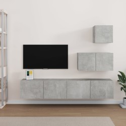 vidaXL Set di Mobili Porta TV 4 pz Grigio Cemento in Legno Multistrato