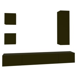 vidaXL Set di Mobili Porta TV 5 pz Nero in Legno Multistrato
