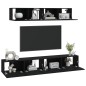 vidaXL Set Mobili Porta TV 4 pz Nero in Legno Multistrato vidaXL Set Mobili Porta TV 4 pz Nero in Legno Multistrato