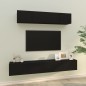 vidaXL Set Mobili Porta TV 4 pz Nero in Legno Multistrato vidaXL Set Mobili Porta TV 4 pz Nero in Legno Multistrato
