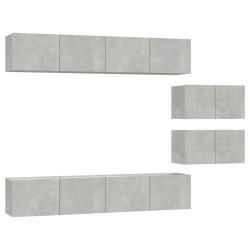 vidaXL Set di Mobili Porta TV 6 pz Grigio Cemento in Legno Multistrato