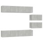 vidaXL Set di Mobili Porta TV 6 pz Grigio Cemento in Legno Multistrato vidaXL Set di Mobili Porta TV 6 pz Grigio Cemento in Legno Multistrato