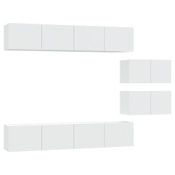 vidaXL Set di Mobili Porta TV 6 pz Bianco in Legno Multistrato