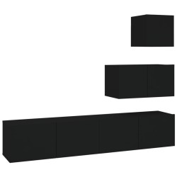 vidaXL Set Mobili Porta TV 4 pz Nero in Legno Multistrato