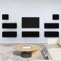 vidaXL Set di Mobili Porta TV 7 pz Nero in Legno Multistrato vidaXL Set di Mobili Porta TV 7 pz Nero in Legno Multistrato