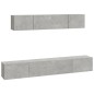 vidaXL Set di Mobili Porta TV 4 pz Grigio Cemento in Legno Multistrato vidaXL Set di Mobili Porta TV 4 pz Grigio Cemento in Legno Multistrato