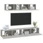 vidaXL Set di Mobili Porta TV 4 pz Grigio Cemento in Legno Multistrato vidaXL Set di Mobili Porta TV 4 pz Grigio Cemento in Legno Multistrato