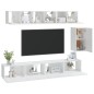 vidaXL Set di Mobili Porta TV 6 pz Bianco in Legno Multistrato vidaXL Set di Mobili Porta TV 6 pz Bianco in Legno Multistrato