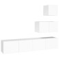 vidaXL Set di Mobili Porta TV 4 pz Bianco in Legno Multistrato vidaXL Set di Mobili Porta TV 4 pz Bianco in Legno Multistrato