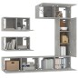 vidaXL Set di Mobili Porta TV 6 pz Grigio Cemento in Legno Multistrato vidaXL Set di Mobili Porta TV 6 pz Grigio Cemento in Legno Multistrato