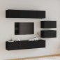 vidaXL Set Mobili Porta TV 6 pz Nero in Legno Multistrato vidaXL Set Mobili Porta TV 6 pz Nero in Legno Multistrato