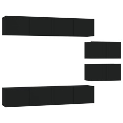 vidaXL Set Mobili Porta TV 6 pz Nero in Legno Multistrato
