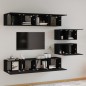vidaXL Set Mobili Porta TV 6 pz Nero in Legno Multistrato vidaXL Set Mobili Porta TV 6 pz Nero in Legno Multistrato