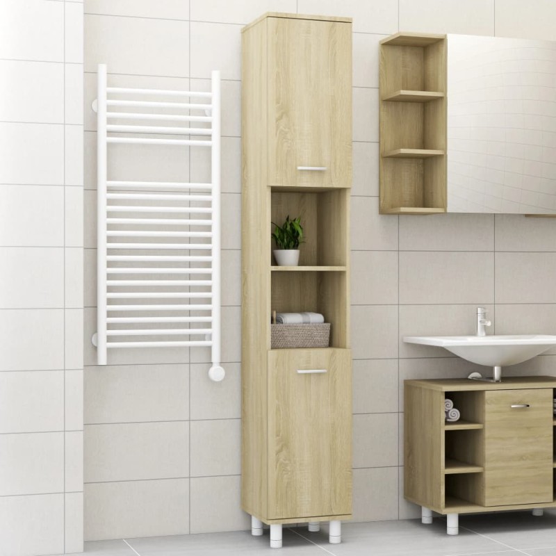 Armadio da Bagno Rovere Sonoma 30x30x179 cm in Truciolato Armadio da Bagno Rovere Sonoma 30x30x179 cm in Truciolato