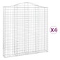 vidaXL Cesti Gabbioni ad Arco 4 pz 200x30x200/220 cm Ferro Zincato