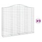 vidaXL Cesti Gabbioni ad Arco 9 pz 200x30x160/180 cm Ferro Zincato