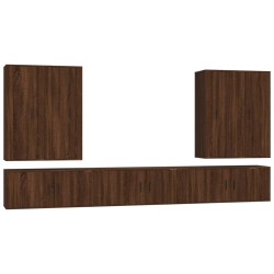 Set Mobili Porta TV 7 pz Rovere Marrone in Legno Multistrato