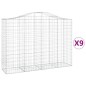vidaXL Cesti Gabbioni ad Arco 9 pz 200x50x140/160 cm Ferro Zincato