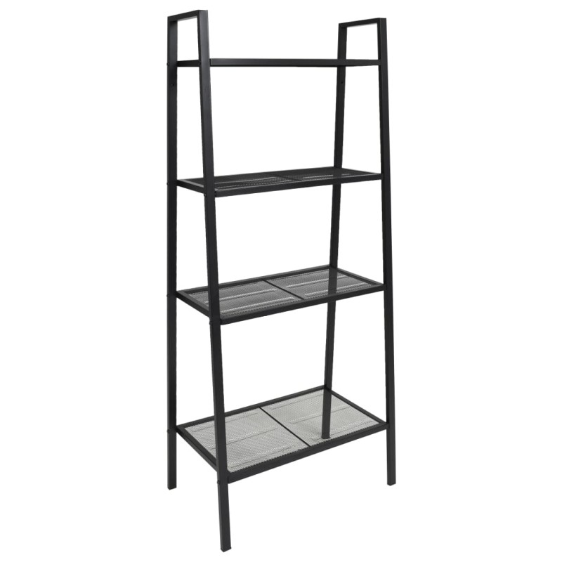 Libreria a Scala con 4 Ripiani in Metallo Nero Libreria a Scala con 4 Ripiani in Metallo Nero