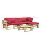 vidaXL Salotto da Giardino in Pallet con Cuscini Rossi 4 pz in Legno vidaXL Salotto da Giardino in Pallet con Cuscini Rossi 4 pz in Legno