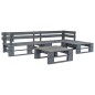 vidaXL Salotto da Giardino in Pallet con Cuscini Grigi 4 pz in Legno