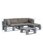 vidaXL Salotto da Giardino in Pallet con Cuscini Grigi 4 pz in Legno