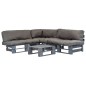 vidaXL Salotto da Giardino in Pallet con Cuscini Grigi 4 pz in Legno vidaXL Salotto da Giardino in Pallet con Cuscini Grigi 4 pz in Legno