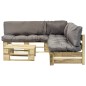 vidaXL Salotto da Giardino in Pallet con Cuscini Grigi 4 pz in Legno vidaXL Salotto da Giardino in Pallet con Cuscini Grigi 4 pz in Legno