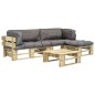 vidaXL Salotto da Giardino in Pallet con Cuscini Grigi 4 pz in Legno vidaXL Salotto da Giardino in Pallet con Cuscini Grigi 4 pz in Legno