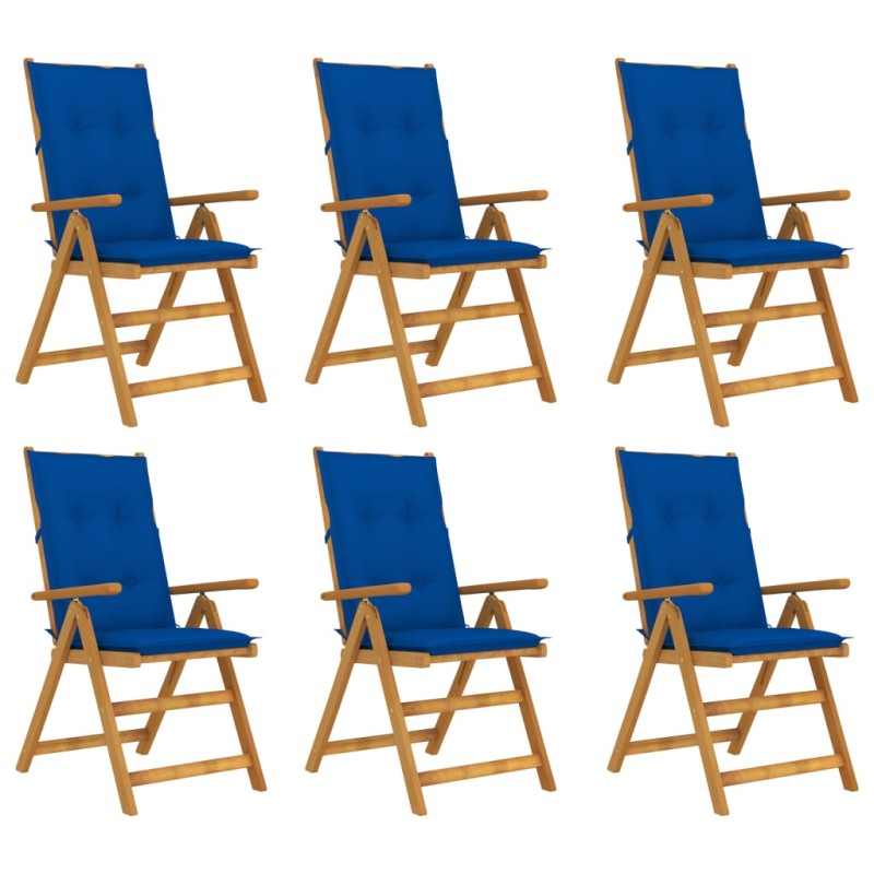 Sedie da Giardino Pieghevoli 6 pz con Cuscini Massello Acacia Sedie da Giardino Pieghevoli 6 pz con Cuscini Massello Acacia