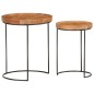 vidaXL Set Tavolini da Salotto 2 pz Legno Massello di Acacia e Acciaio vidaXL Set Tavolini da Salotto 2 pz Legno Massello di Acacia e Acciaio