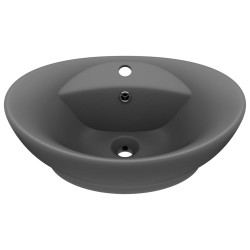 Lavabo Troppopieno Ovale Grigio Scuro Opaco 58,5x39cm Ceramica