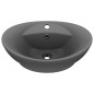 Lavabo Troppopieno Ovale Grigio Scuro Opaco 58,5x39cm Ceramica Lavabo Troppopieno Ovale Grigio Scuro Opaco 58,5x39cm Ceramica
