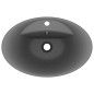 Lavabo Troppopieno Ovale Grigio Scuro Opaco 58,5x39cm Ceramica Lavabo Troppopieno Ovale Grigio Scuro Opaco 58,5x39cm Ceramica