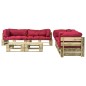 vidaXL Salotto da Giardino in Pallet con Cuscini Rossi 6 pz in Legno vidaXL Salotto da Giardino in Pallet con Cuscini Rossi 6 pz in Legno