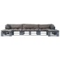 vidaXL Salotto da Giardino in Pallet con Cuscini Grigi 6 pz in Legno