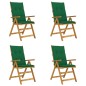 Sedie da Giardino Reclinabili 4 pz con Cuscini Massello Acacia