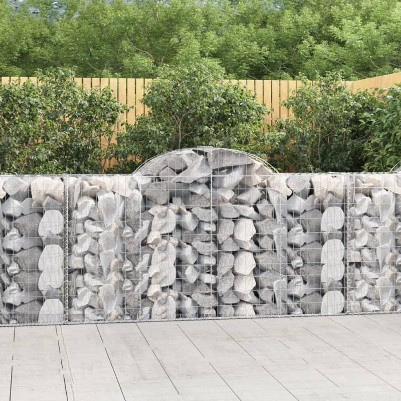 vidaXL Cesti Gabbioni ad Arco 3 pz 200x50x100/120 cm Ferro Zincato vidaXL Cesti Gabbioni ad Arco 3 pz 200x50x100/120 cm Ferro Zincato