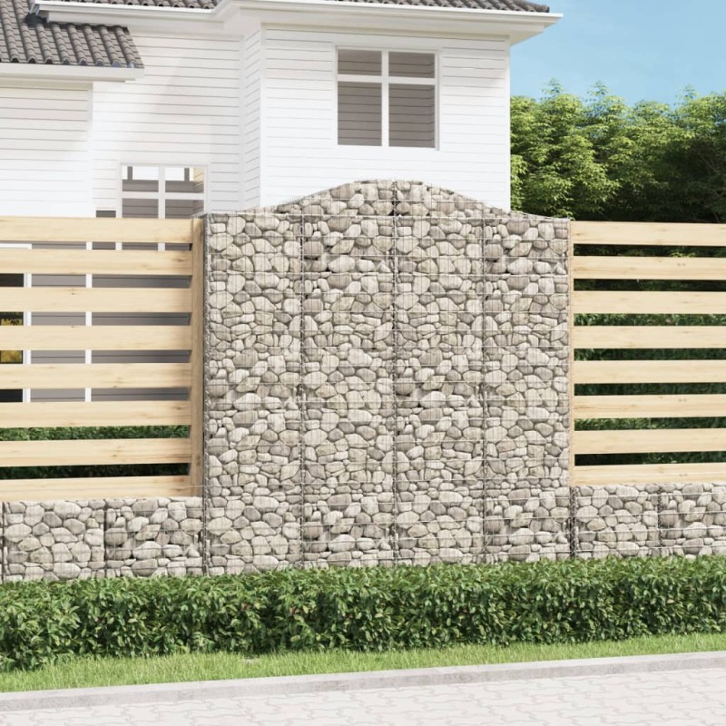 vidaXL Cesti Gabbioni ad Arco 11 pz 200x50x220/240 cm Ferro Zincato vidaXL Cesti Gabbioni ad Arco 11 pz 200x50x220/240 cm Ferro Zincato