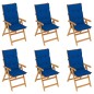 Sedie da Giardino 6 pz con Cuscini Blu Reale Massello di Teak Sedie da Giardino 6 pz con Cuscini Blu Reale Massello di Teak