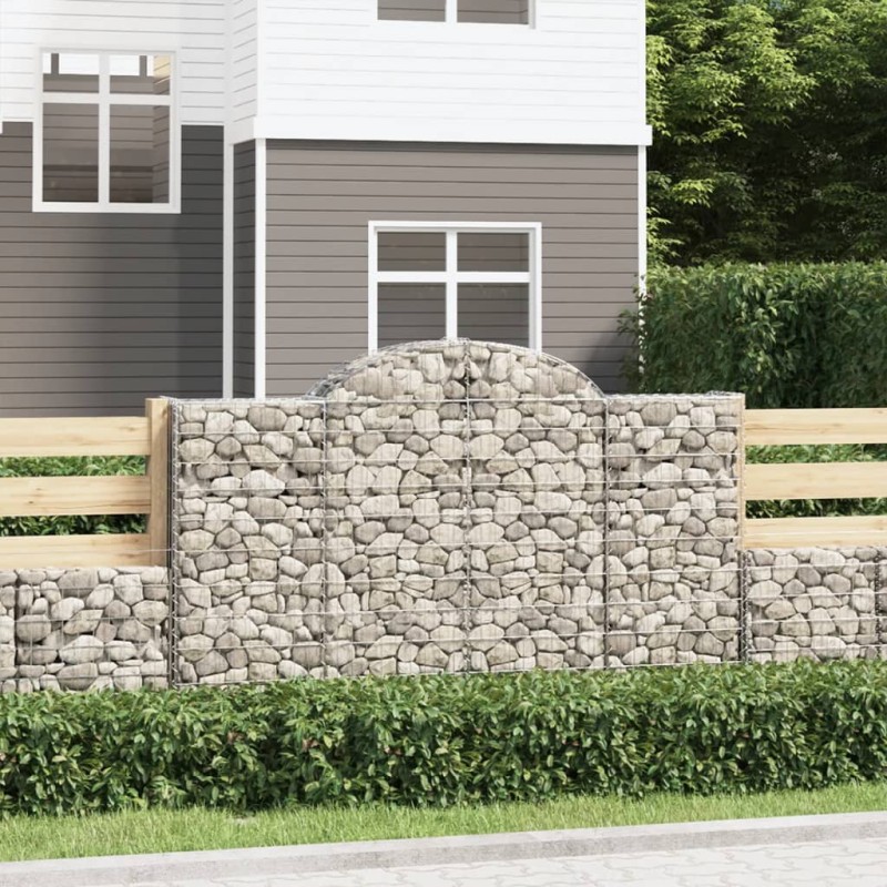 vidaXL Cesti Gabbioni ad Arco 2 pz 200x50x120/140 cm Ferro Zincato vidaXL Cesti Gabbioni ad Arco 2 pz 200x50x120/140 cm Ferro Zincato