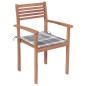 Sedie Giardino 4 pz e Cuscini Grigie a Quadri Massello di Teak Sedie Giardino 4 pz e Cuscini Grigie a Quadri Massello di Teak