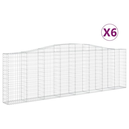 vidaXL Cesti Gabbioni ad Arco 6 pz 400x30x120/140 cm Ferro Zincato