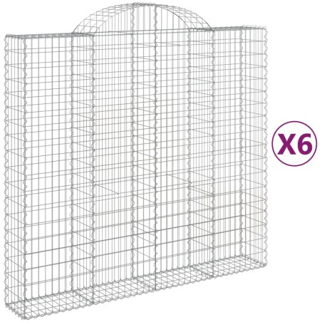 vidaXL Cesti Gabbioni ad Arco 6 pz 200x50x180/200 cm Ferro Zincato