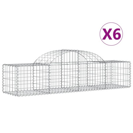 vidaXL Cesti Gabbioni ad Arco 6 pz 200x50x40/60 cm Ferro Zincato