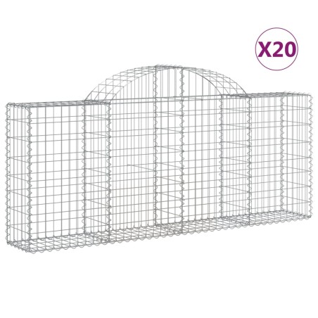 vidaXL Cesti Gabbioni ad Arco 20 pz 200x30x80/100 cm Ferro Zincato